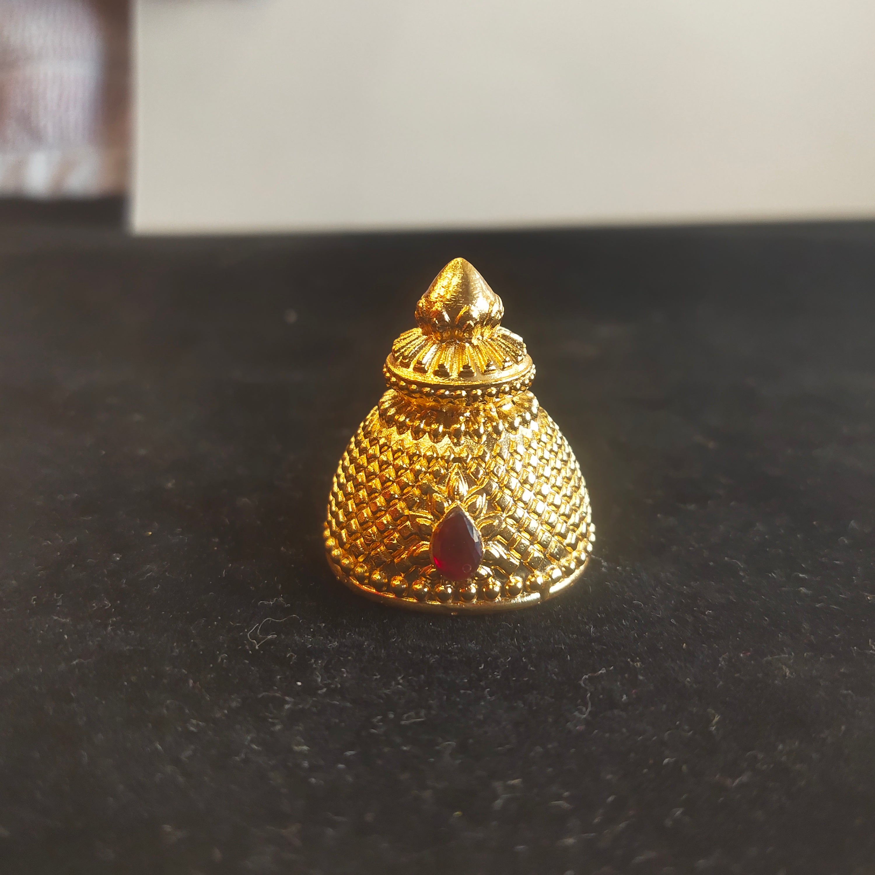Panchaloha Gold Mukut for Deity Idol - Woven Mesh Dome with Lotus Collar