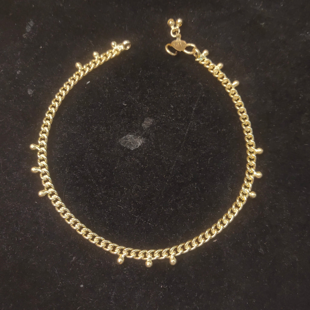 Panch Loha Gold Chain Anklet with Ball Dangles - 628852327815