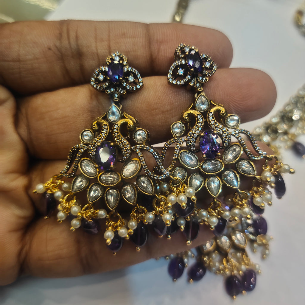 Asp Purple Victorian Zircon Necklace Set