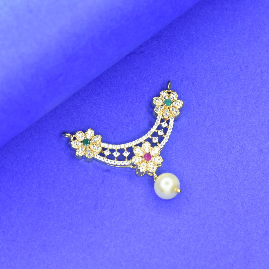 Refined CZ Pendant for Mangalsutra | 24K Gold Plated Black Beads Accessory