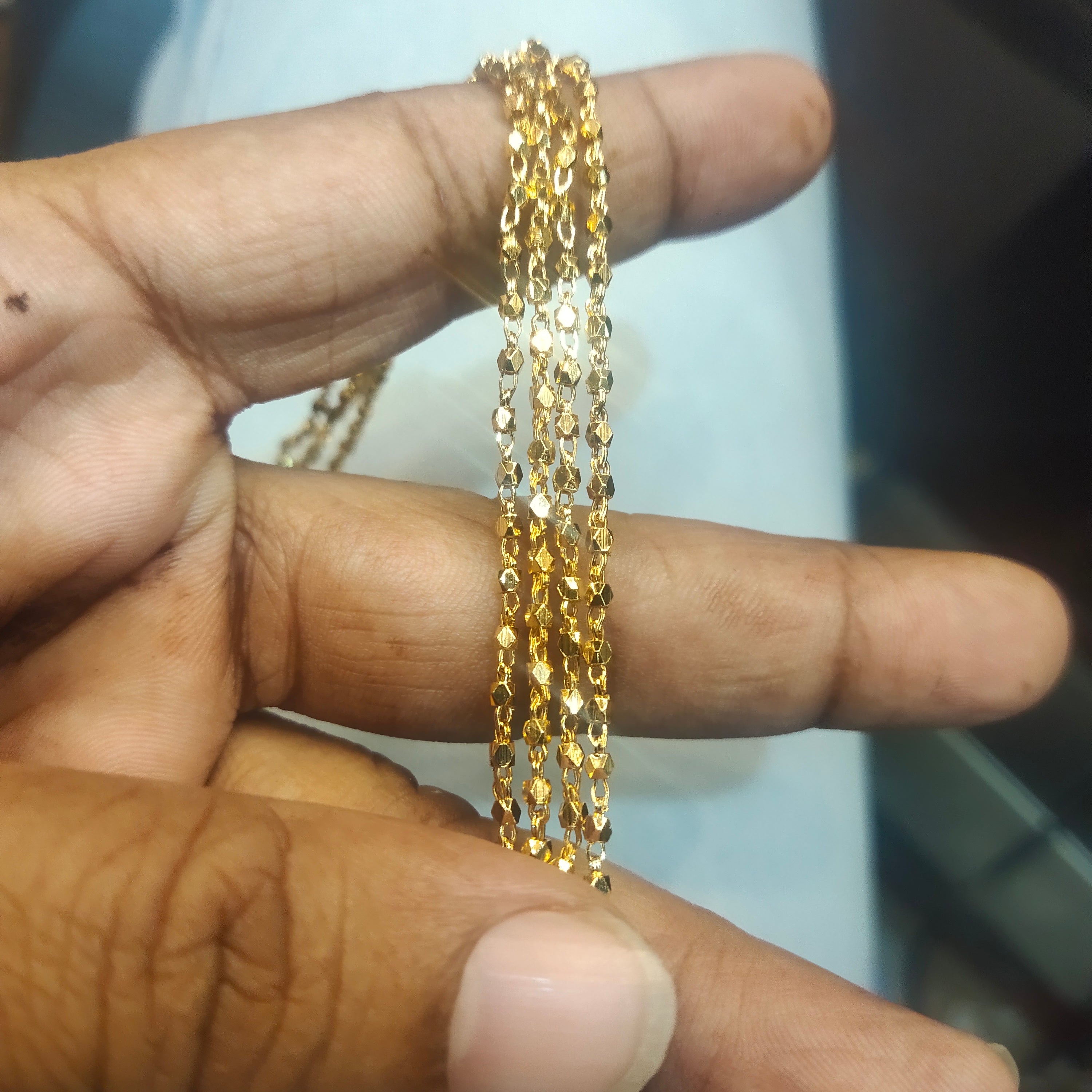 24K Gold Plated 4 Lines Handmade Palakasarulu Chain - 24 Inches