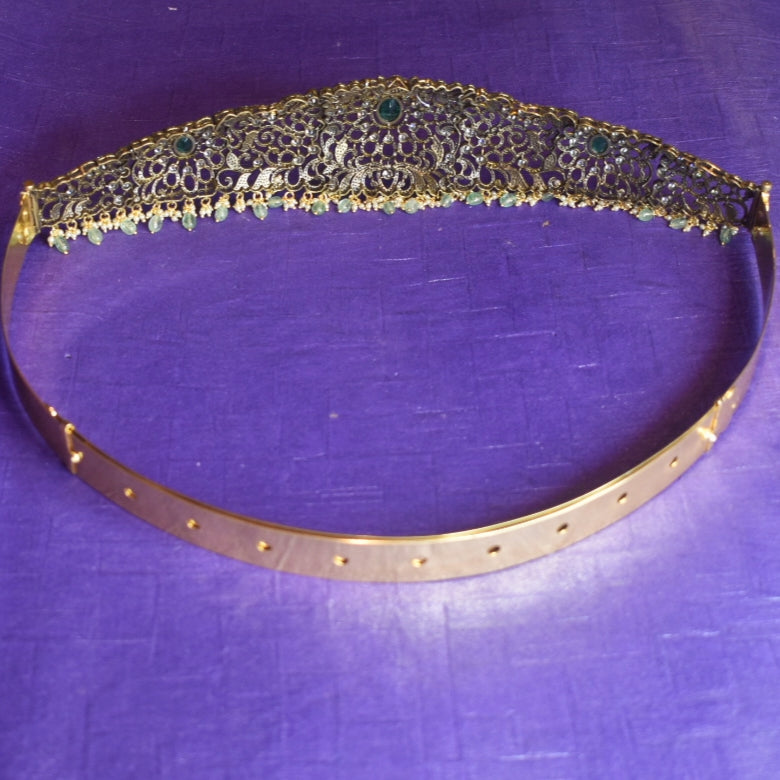 Victorian CZ Bridal Vaddanam - Premium Kundan Waist Belt with Pearls