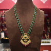 Asp Silver Jadau Kundan Pendant With Emeralds Beaded Necklace