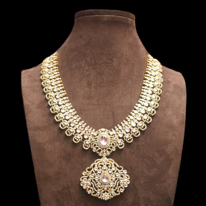 "Radiant Elegance: The Asp Fashion Kundan Long Necklace Set"