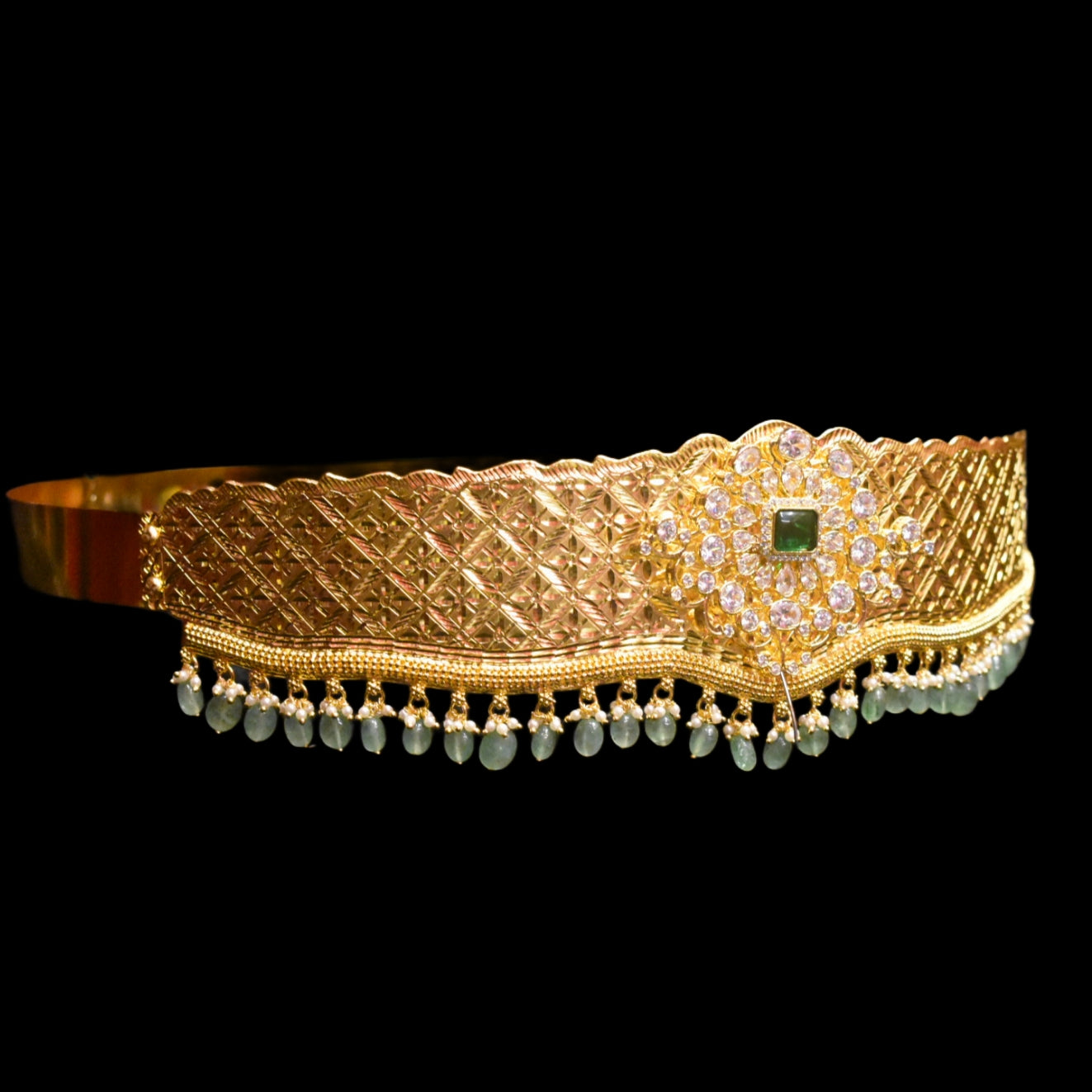 "Dazzle Like Royalty: South Indian Bridal Vaddanam with 24k Gold Plated Zircon Stones by ASP Fashion Jewellery"