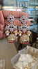 American Diamond Peacock Double Jhumka Earrings | Pearl Drop | Screw Back