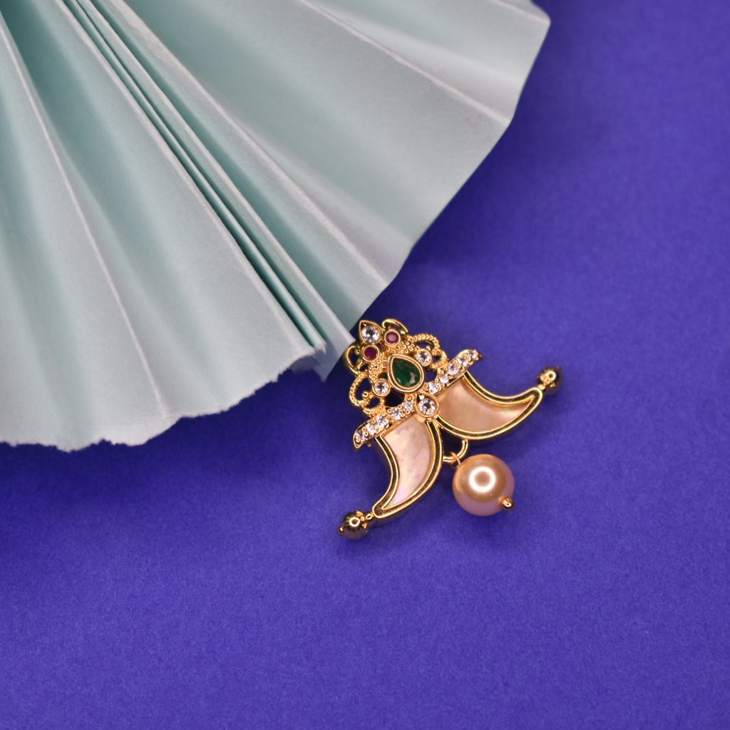 Stunning CZ Puligoru Locket for Kids with Pearl Beads - 24K Gold 4.5 Grams