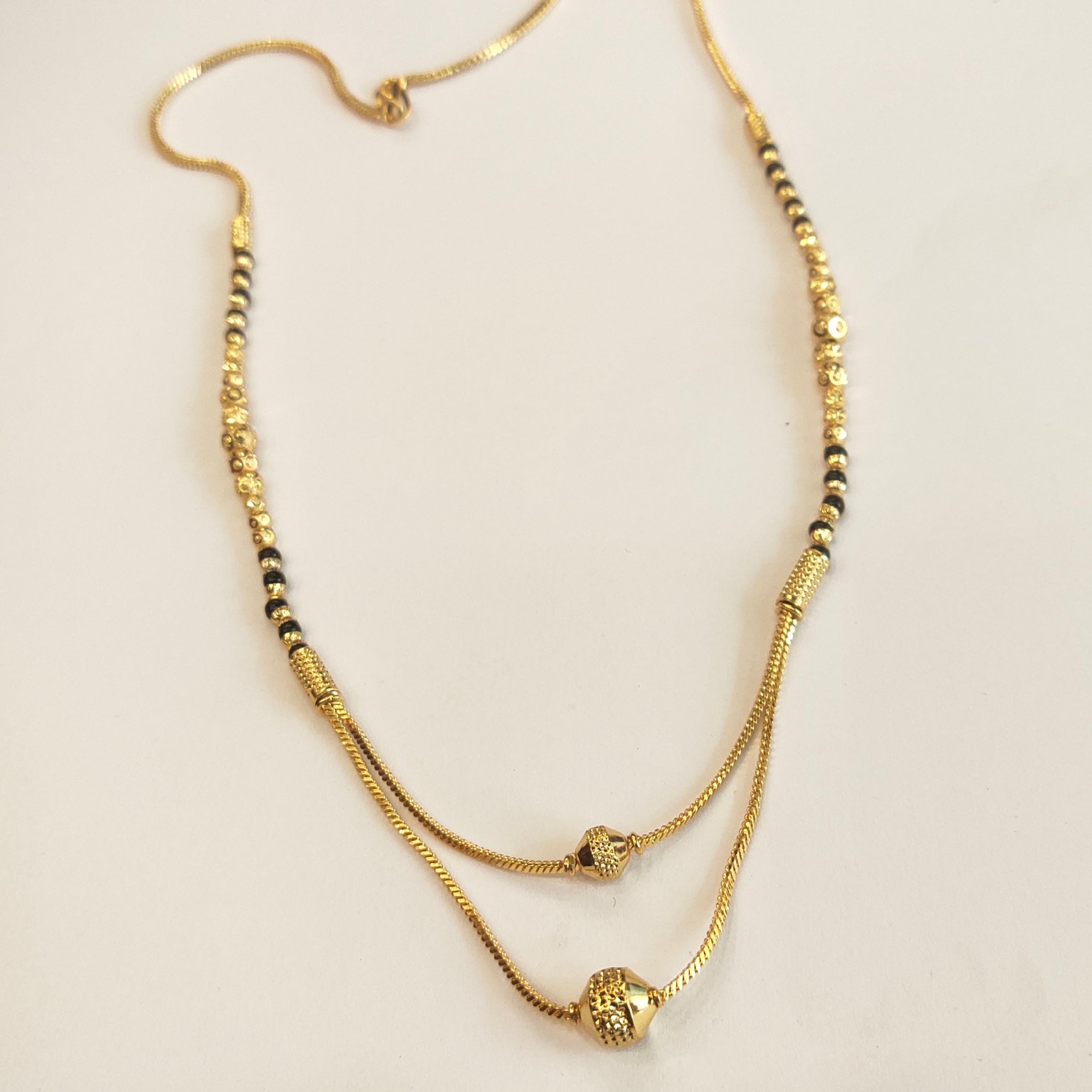 Stylish 18-Inch Black Beads Mangalsutra | 24K Gold Plated | Modern Office Wear