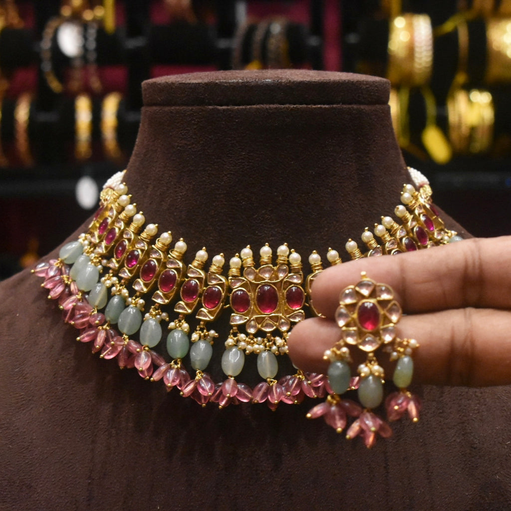 Handcrafted Pachi Kundan Choker Necklace - Traditional Indian Wedding Jewelry