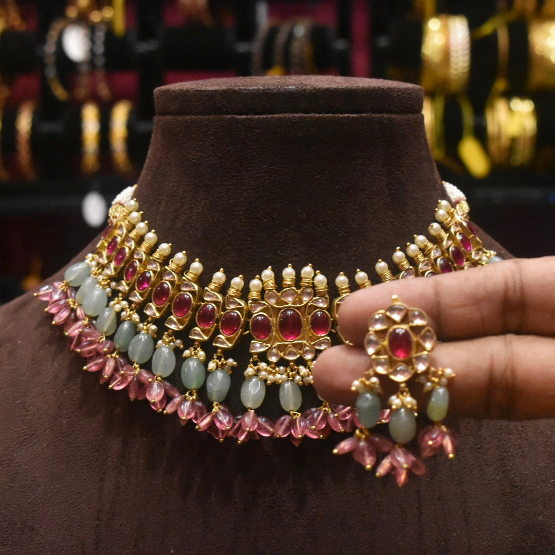 Handcrafted Pachi Kundan Choker Necklace - Traditional Indian Wedding Jewelry