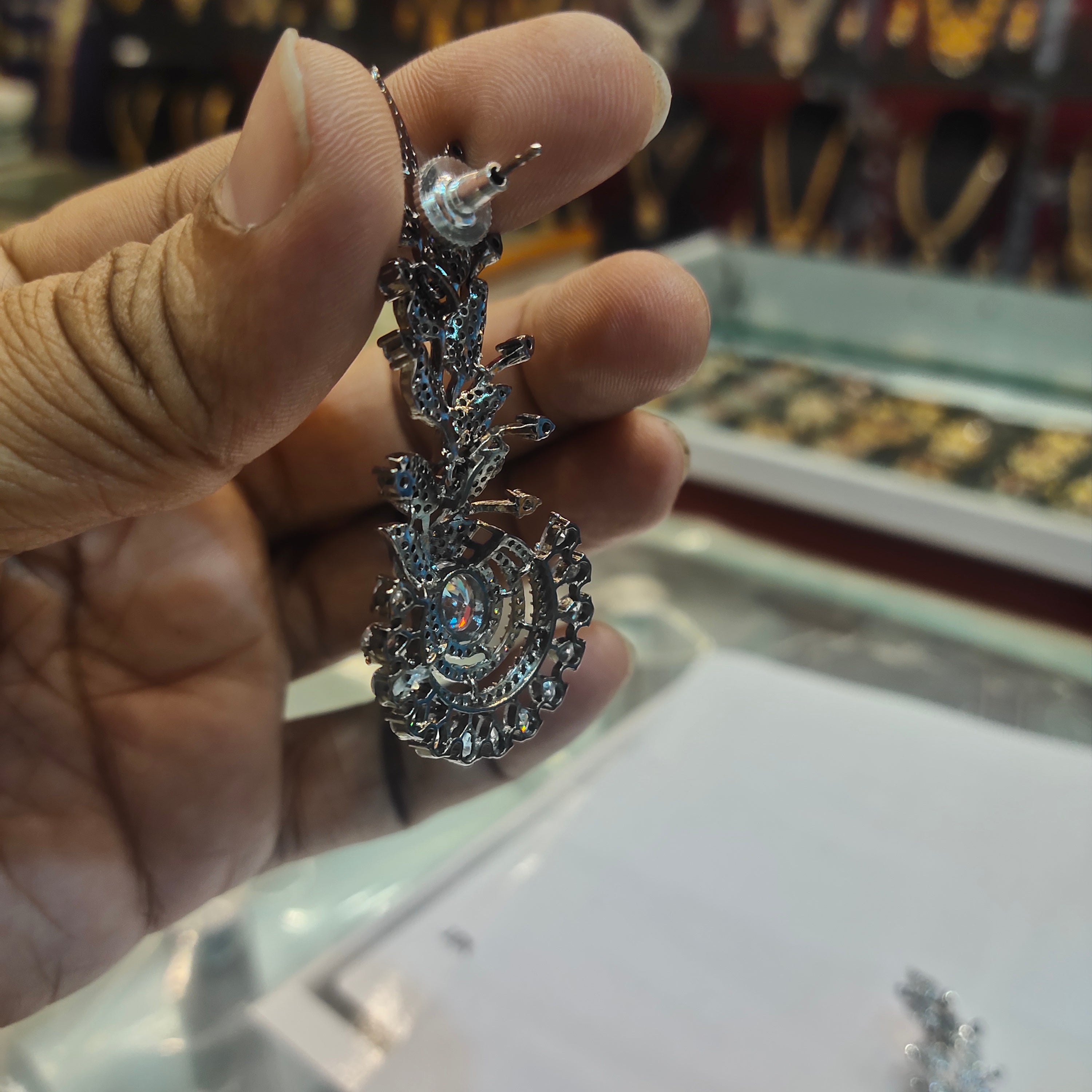 The Asp Zircon RHODIUM White Chandelier Earrings