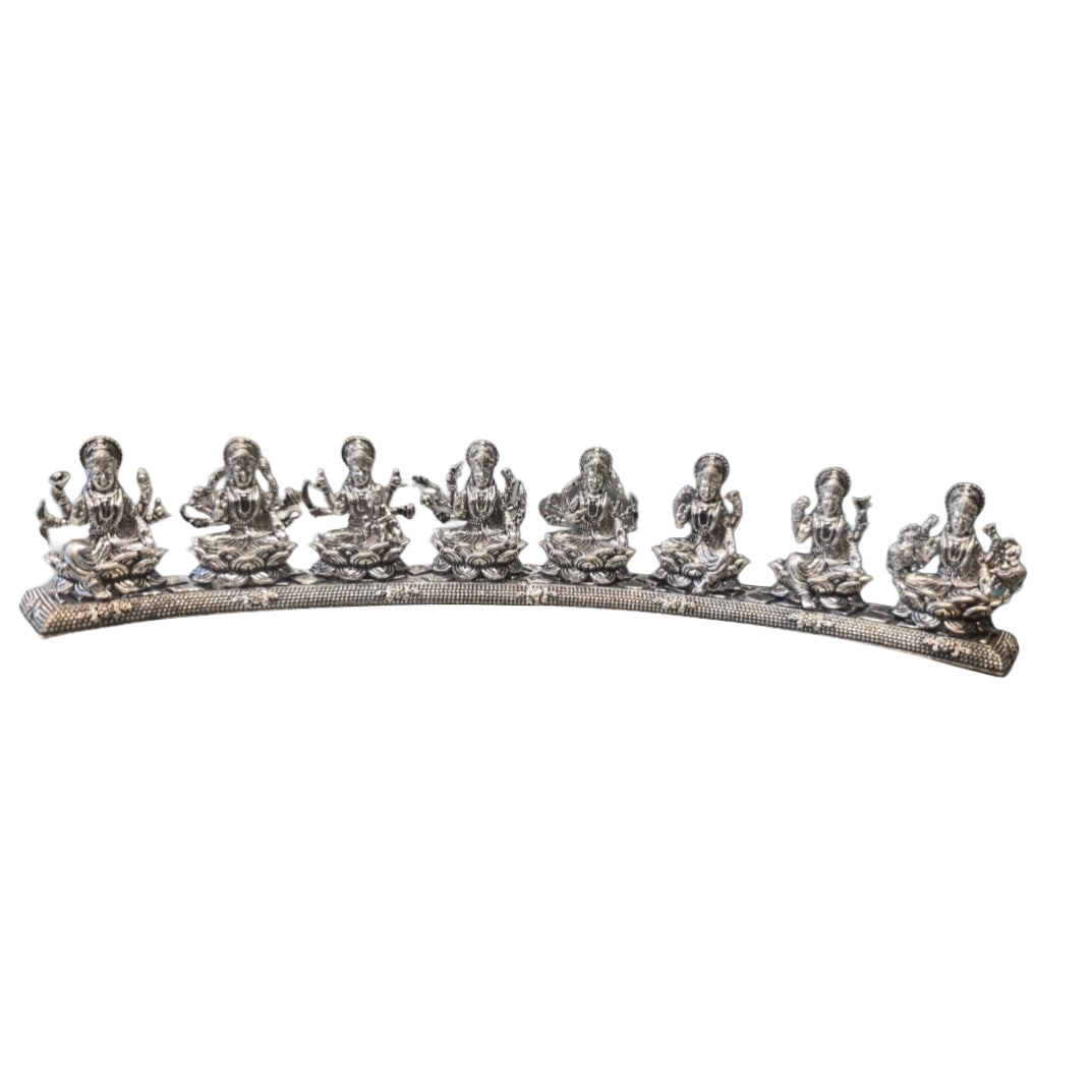 Pure Silver Oxidized Asthalakshmi Idol Set - 800 Purity