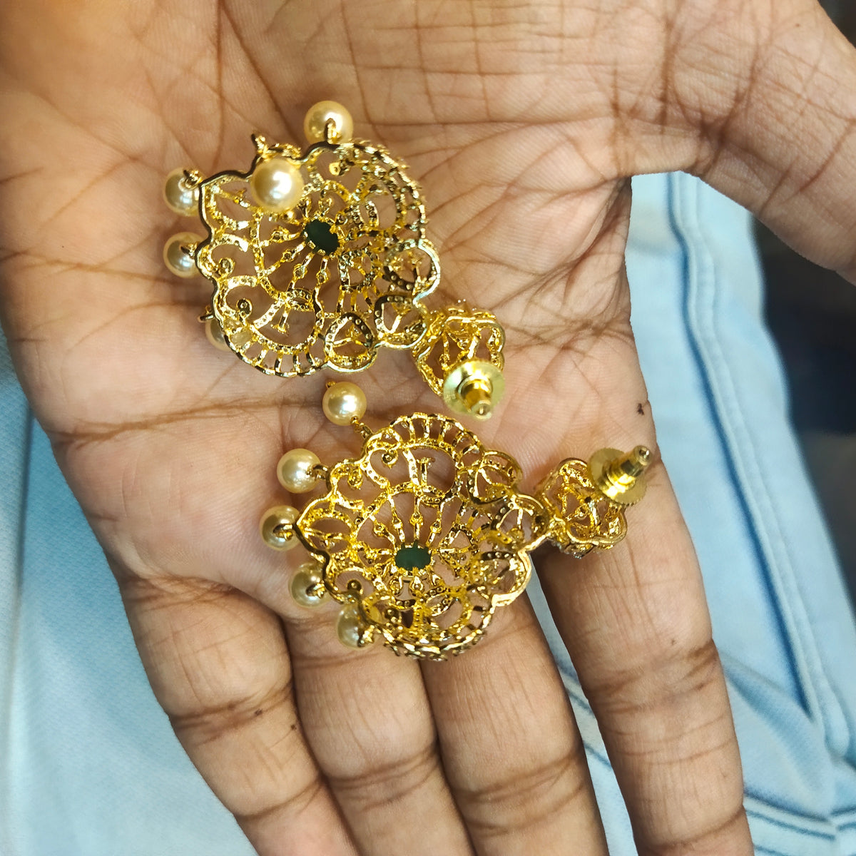 Green Zircon Long & Short Necklace Combo Set - Rhodium Gold Plated Bridal Jewelry