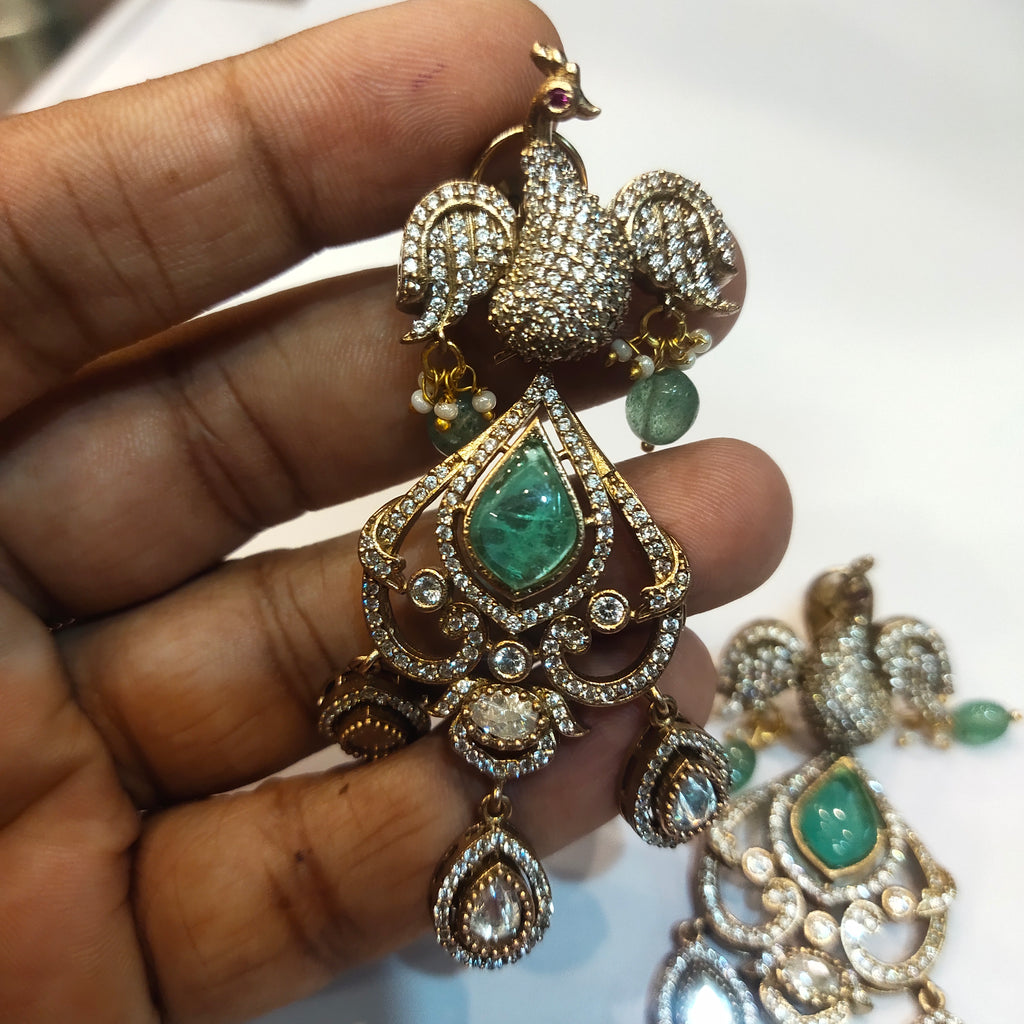 Asp Victorian Green Kundan Double-Layered Necklace