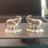Silver Elephant Pair Figurine Set (Trunk Up)