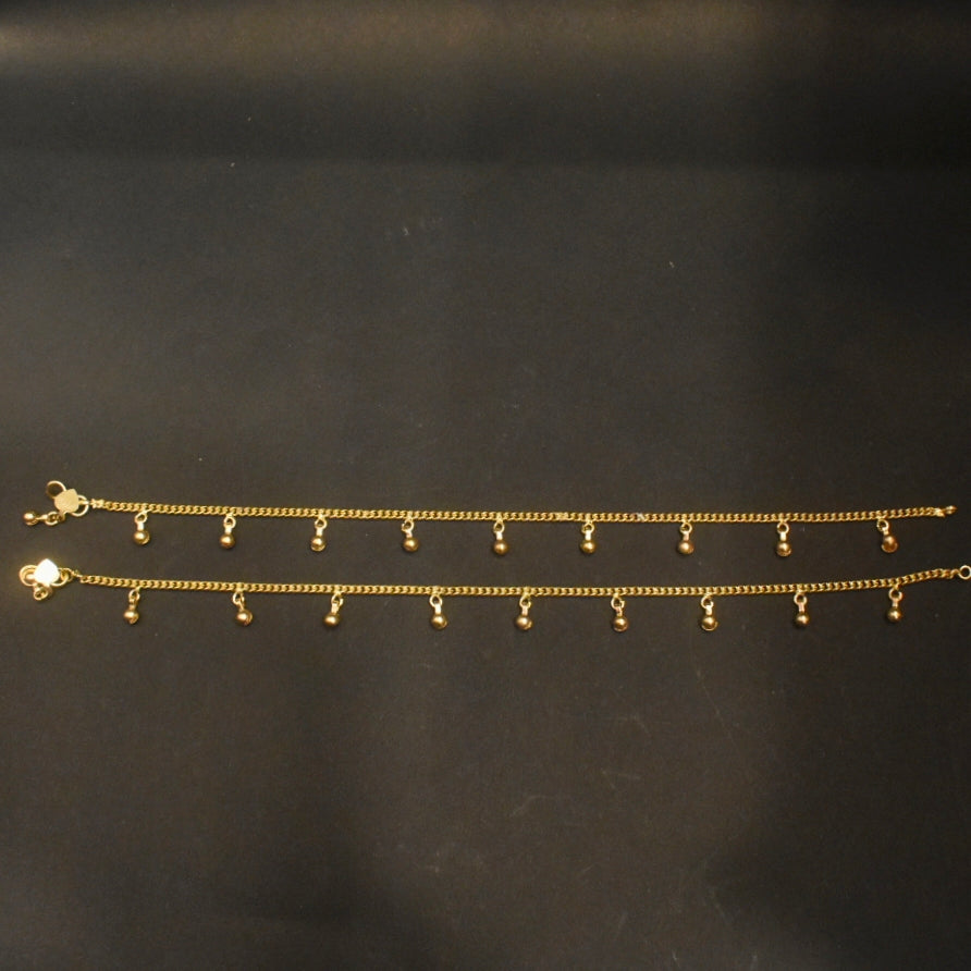 24K Gold Plated Simple Design Anklets - 10 Inches