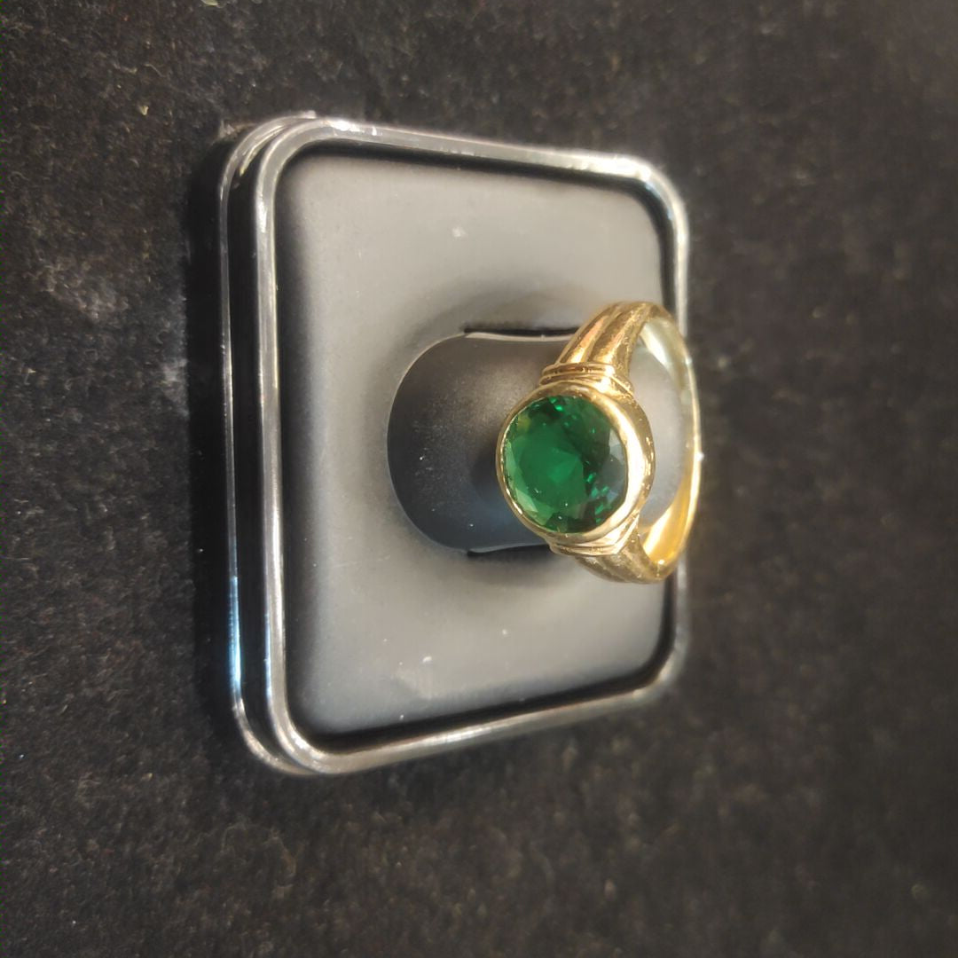Green Emerald Stone Ring | 24K Gold Plated Panna Ring