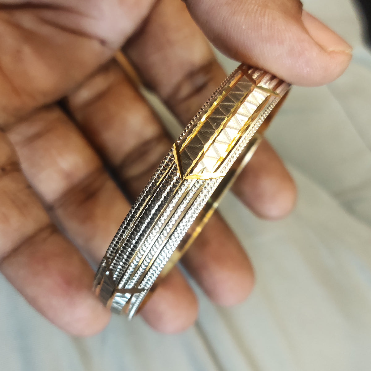 Dual Tone Gold-Rhodium Plated Kada for Men - Stylish Party Wear