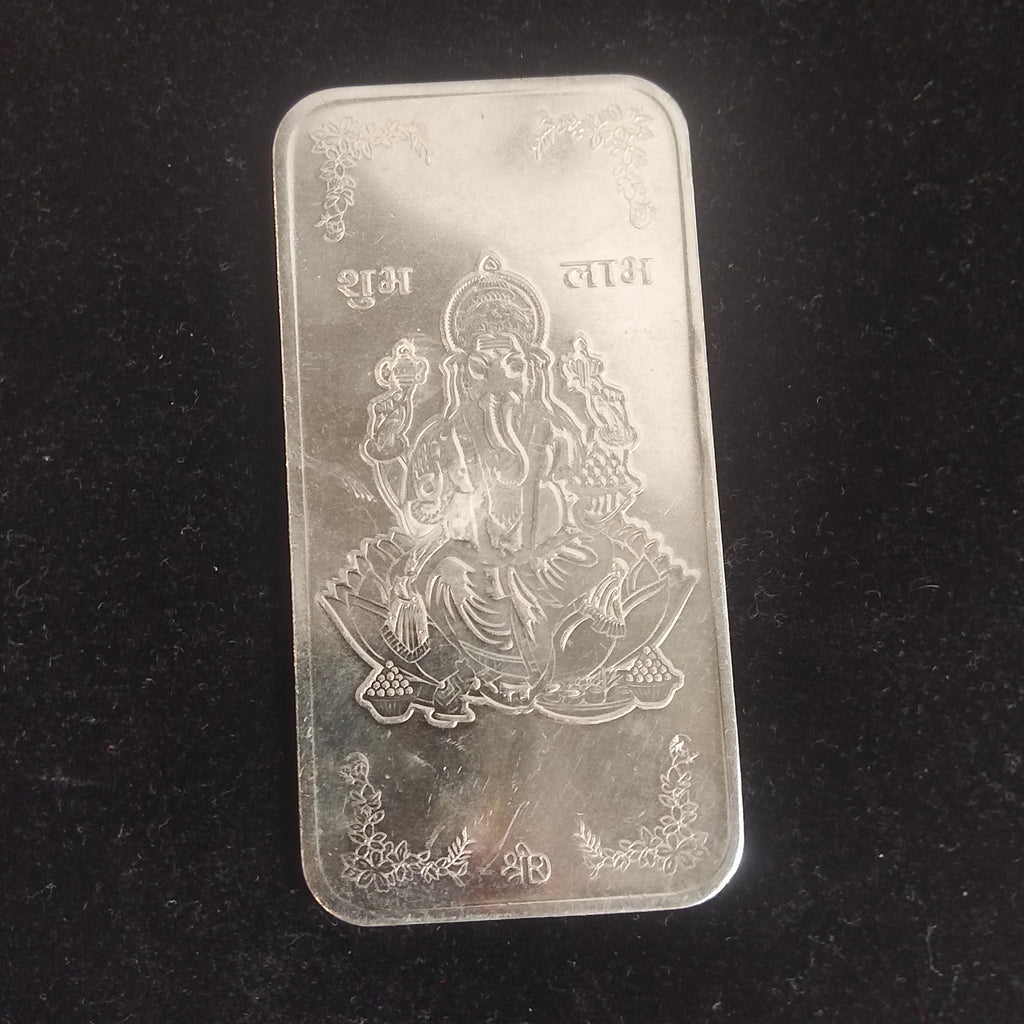 Silver Ganesh Coin 50g | 999 Pure Silver | Shubh Labh