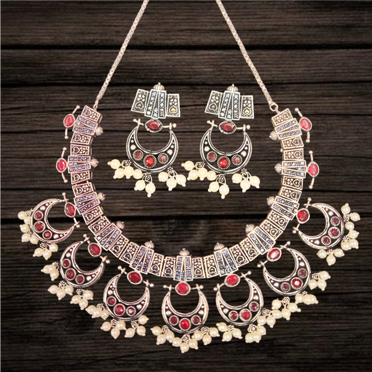 Oxidised Silver Guttapusalu Necklace Set By Asp Fashion Jewellery