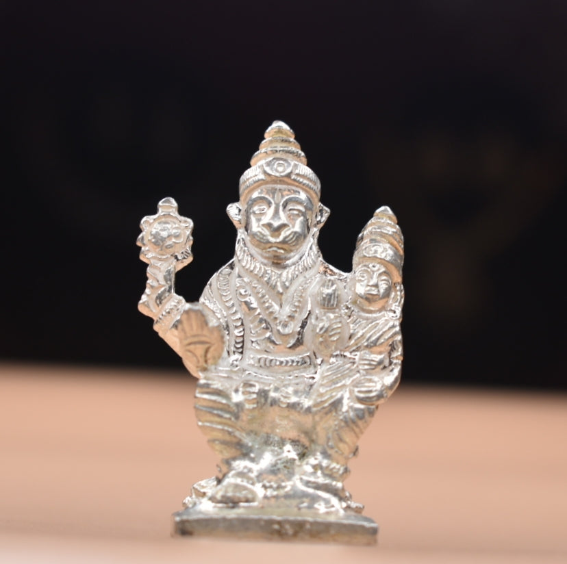 Pure Silver Lakshmi Narsimha Swami Idol - Handcrafted Deity Statue
