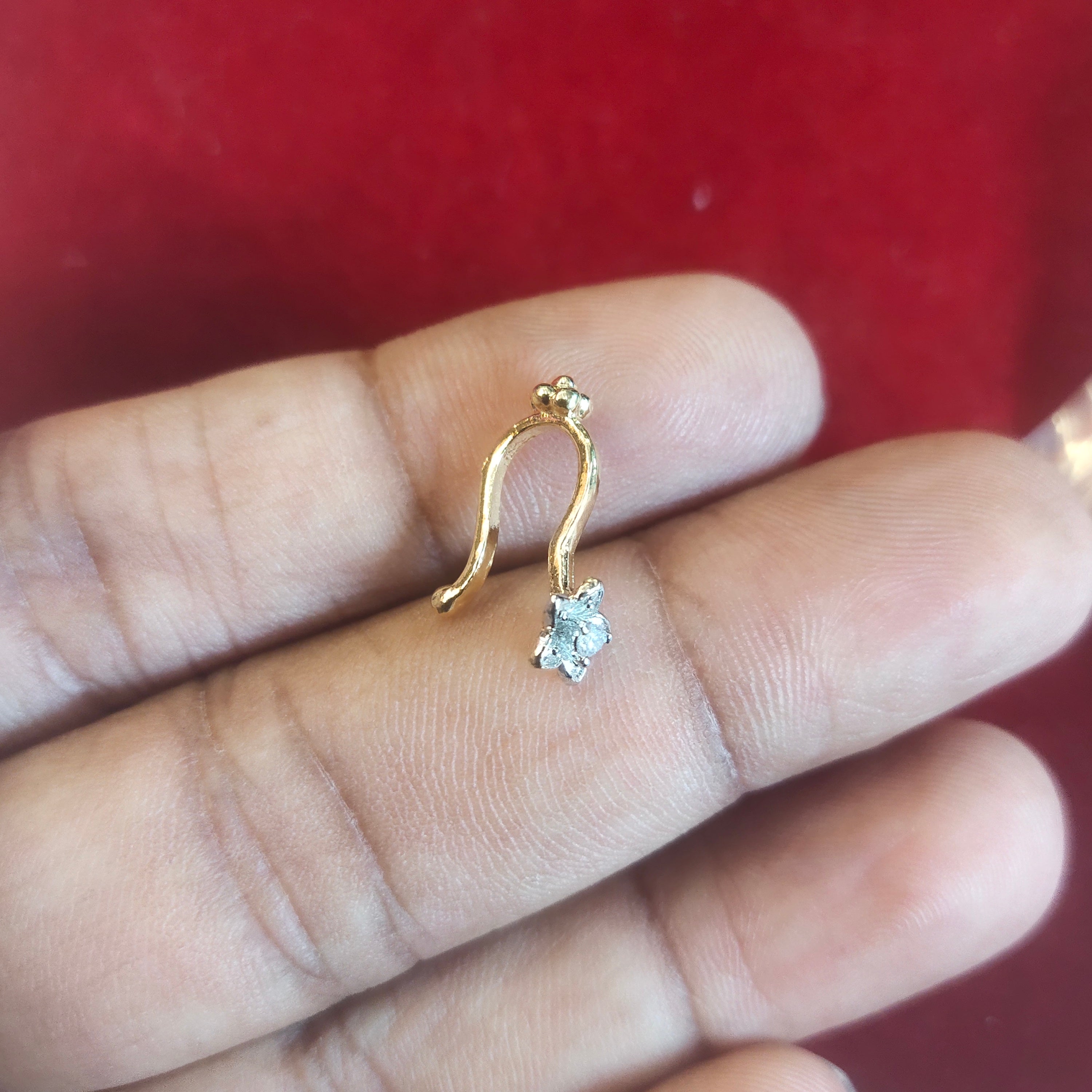 Crystal Marquise Flower Gold Plated 925 Silver Cartilage Stud