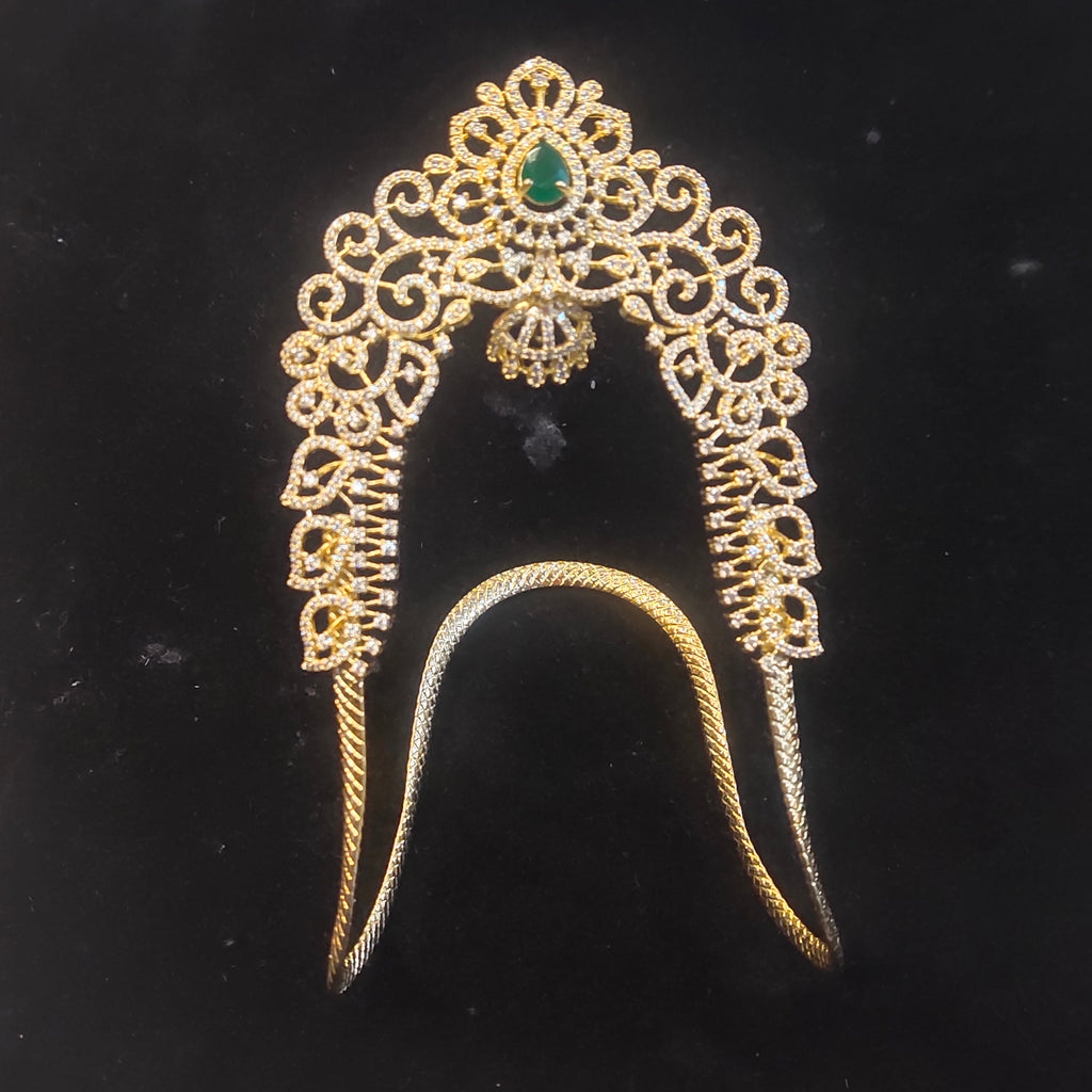 Emerald Floral Temple Vanki - Traditional South Indian Armlet