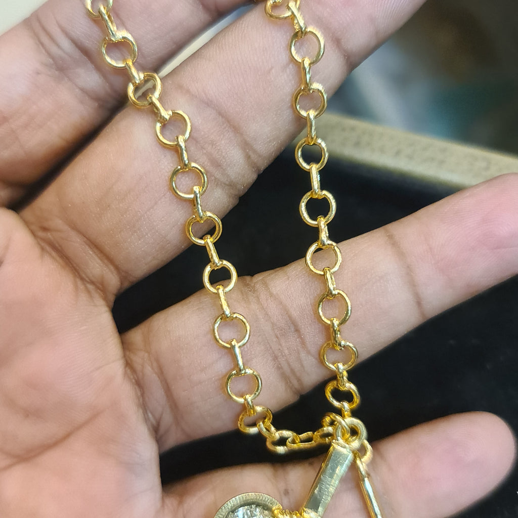 Diamond Peacock Pendant Gold Coin Chain Necklace - 30 Inches