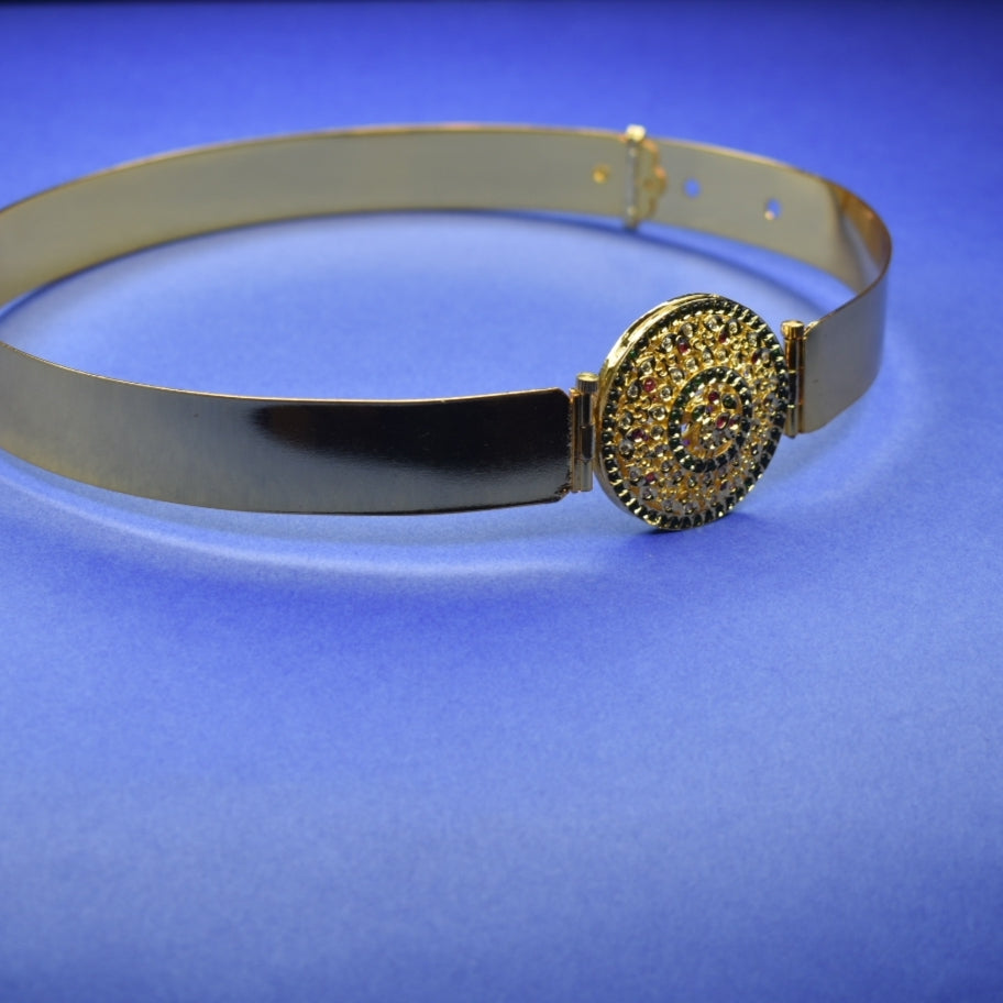 Reversible Gemstone Kundan Kids Vaddanam - 24K Gold Plated Traditional Waist Belt