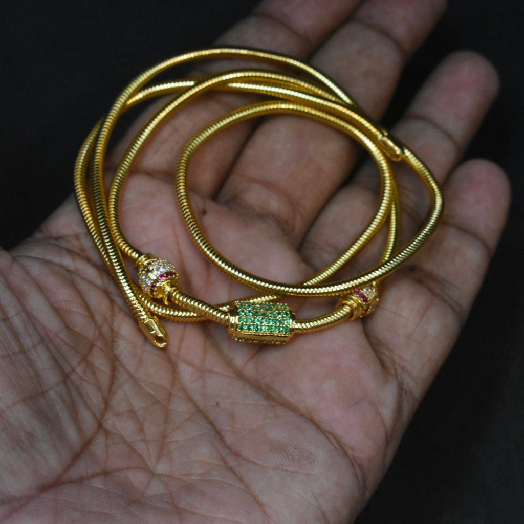 925 Sterling Silver 24K Gold Plated Thali Bottu Mangalsutra Chain with Zircon Balls - 24 Inches