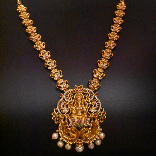 "Glow with Elegance: The Exquisite Asp Fashion Jewellery Antique Goddess Laxmi Necklace Set"
