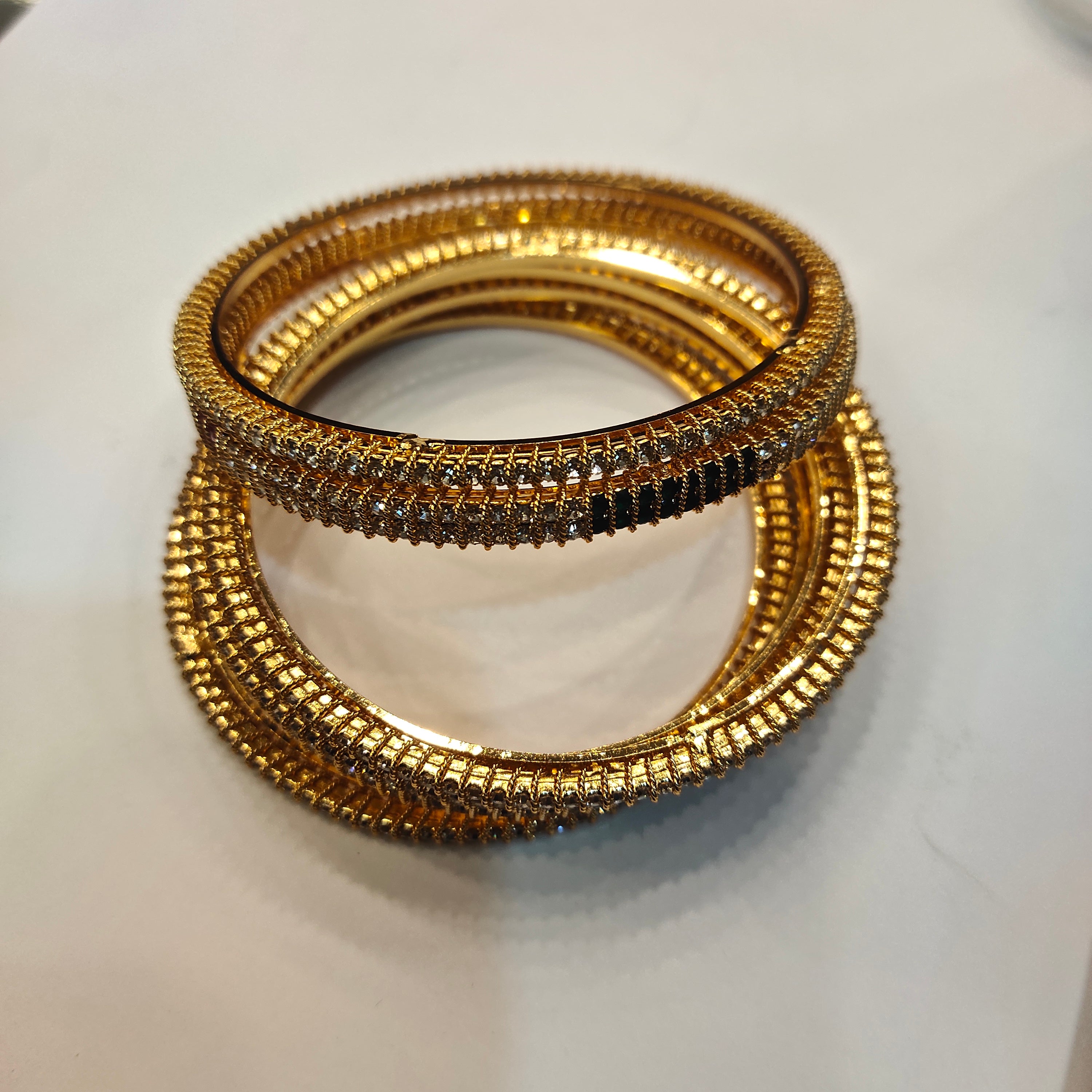Asp Zircon Gold Plated Bangles Set
