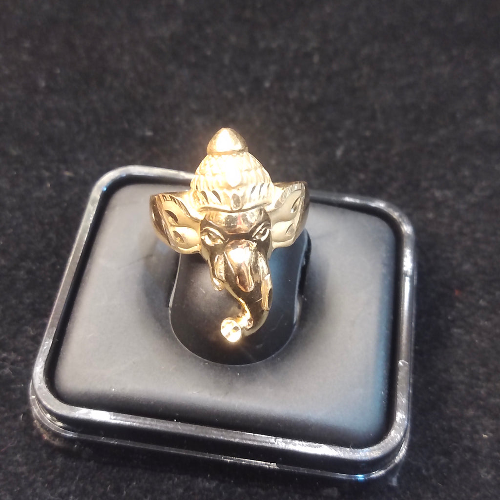 Gold Ganesha Ring | 24K Gold Plated Temple Jewellery