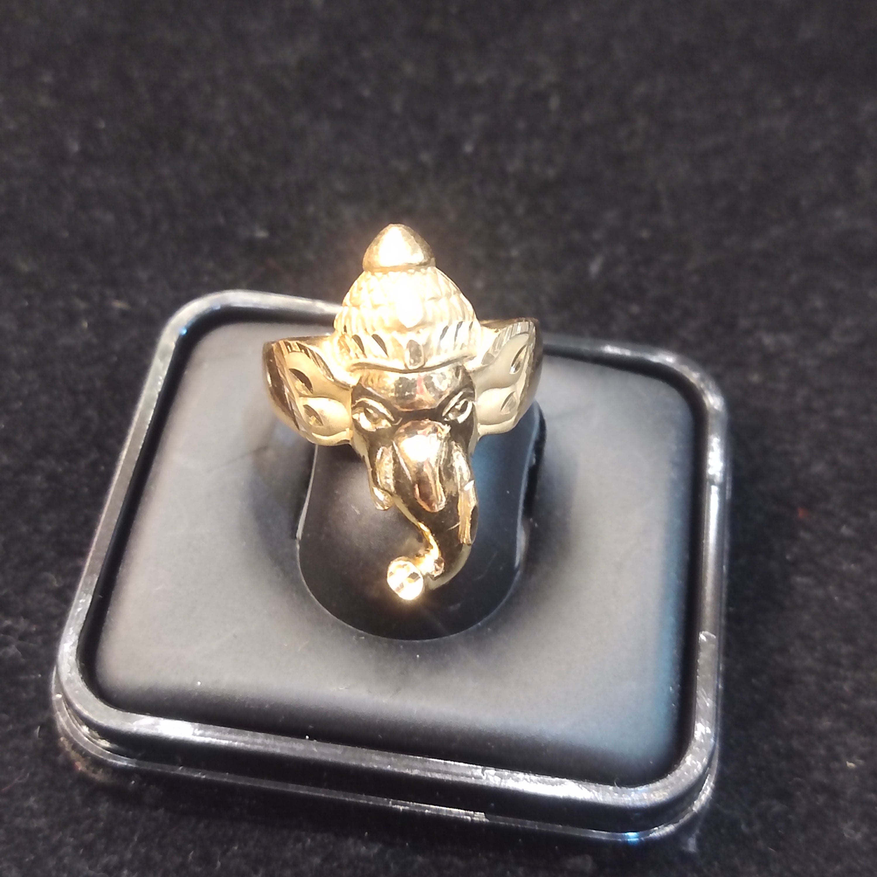 Gold Ganesha Ring | 24K Gold Plated Temple Jewellery