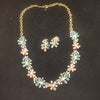 Floral Gemstone Necklace & Earring Set – Mint Green & Blush Pink