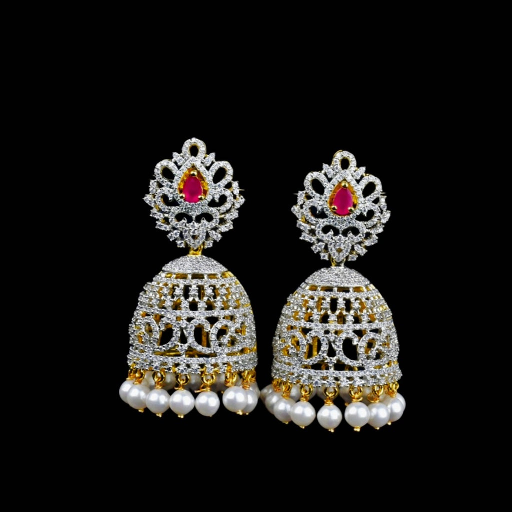 Royal American Diamond Necklace Set - 24K Gold Luxury Bridal Jewelry