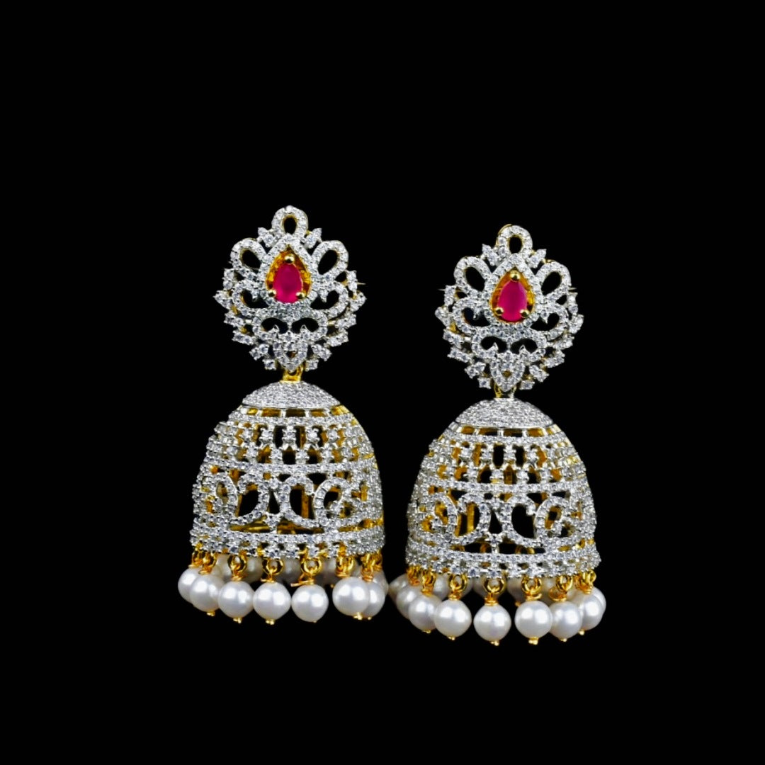 Royal American Diamond Necklace Set - 24K Gold Luxury Bridal Jewelry