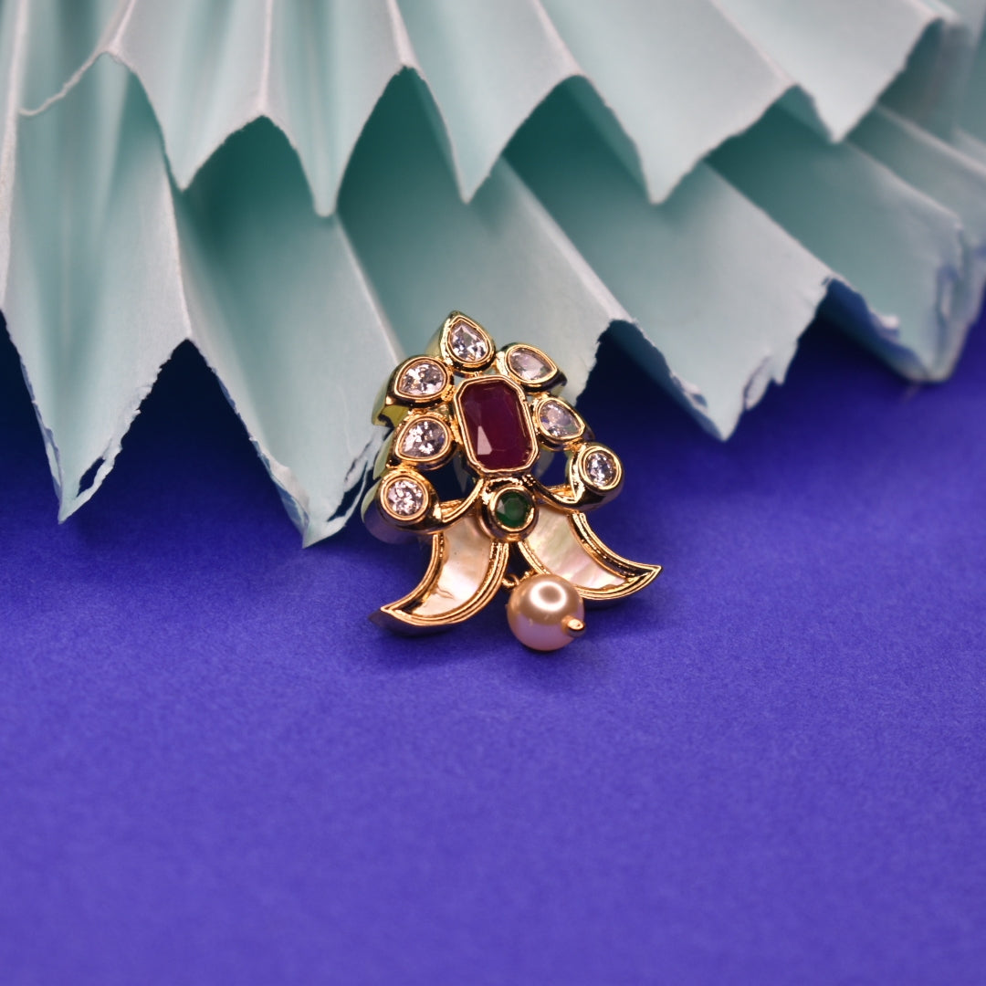 Sparkle & Shine CZ Puligoru Locket for Kids with Pearl - 24K Gold 6 Grams