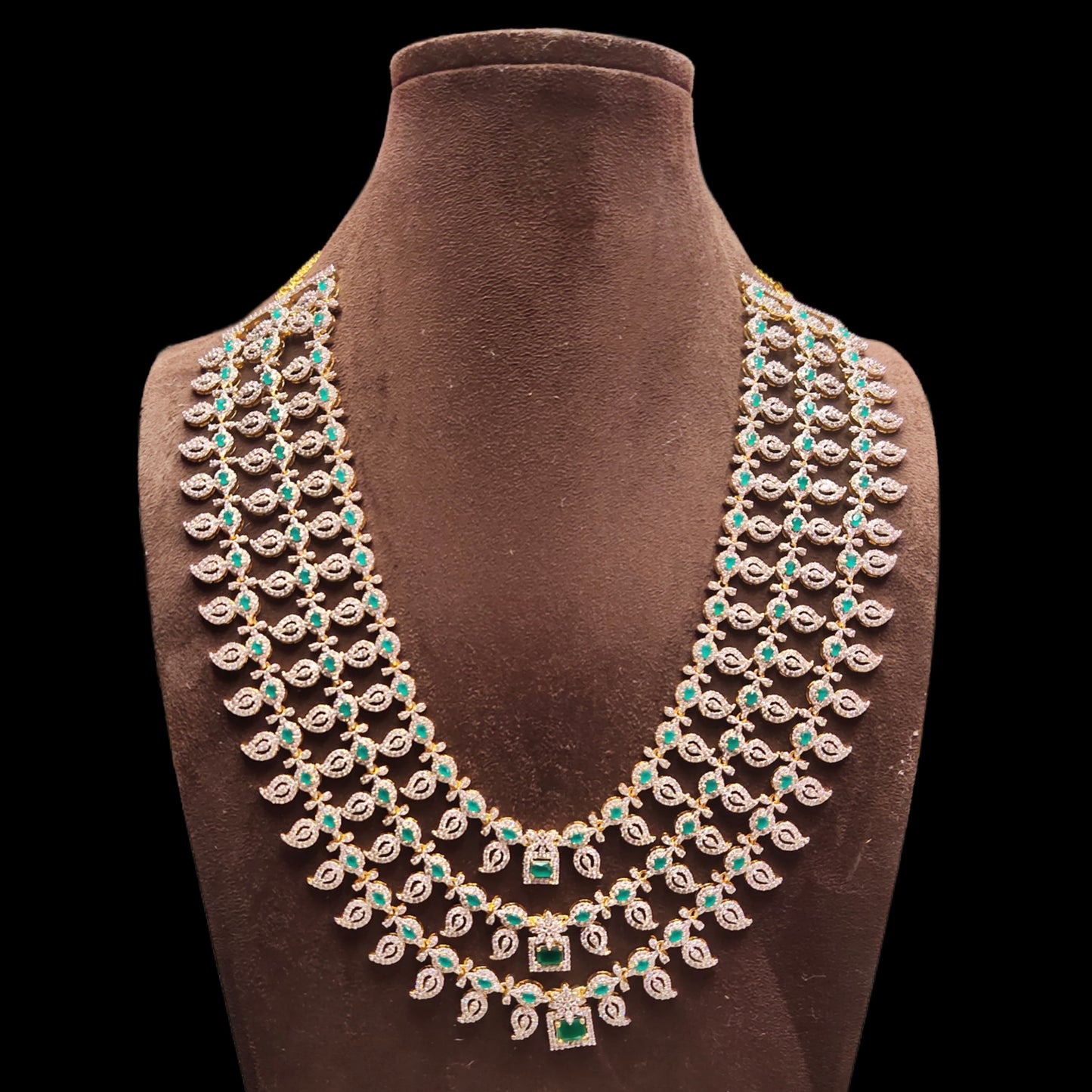 Unveiling the Splendor of the Layered Bridal American Diamond Emerald Haram By Asp Fashion Jewellery
