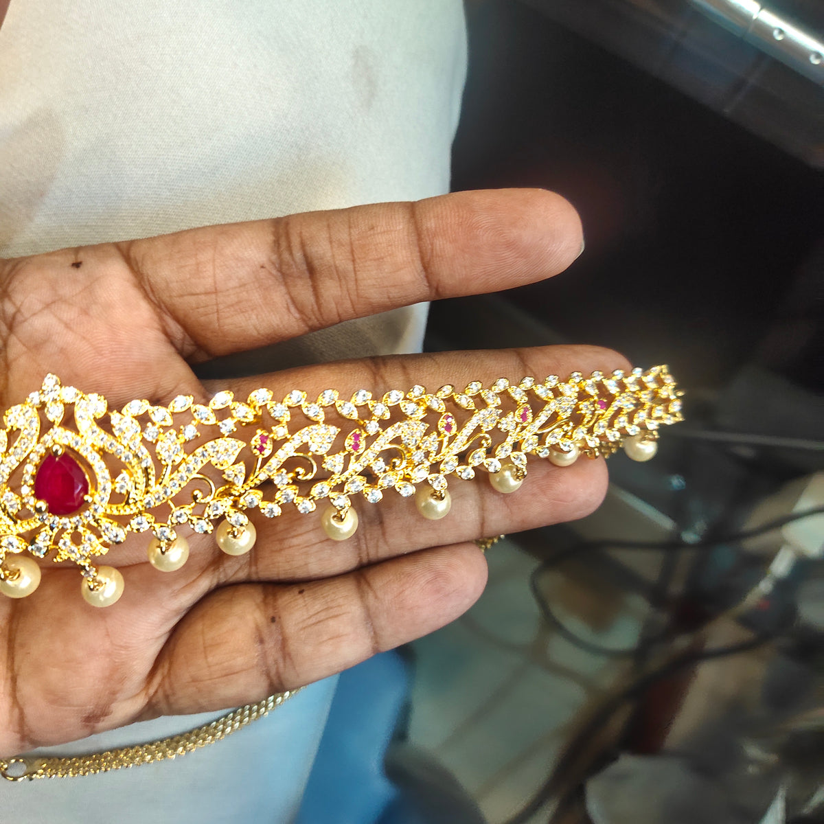 24K Gold Plated Zircon Chain Vaddanam