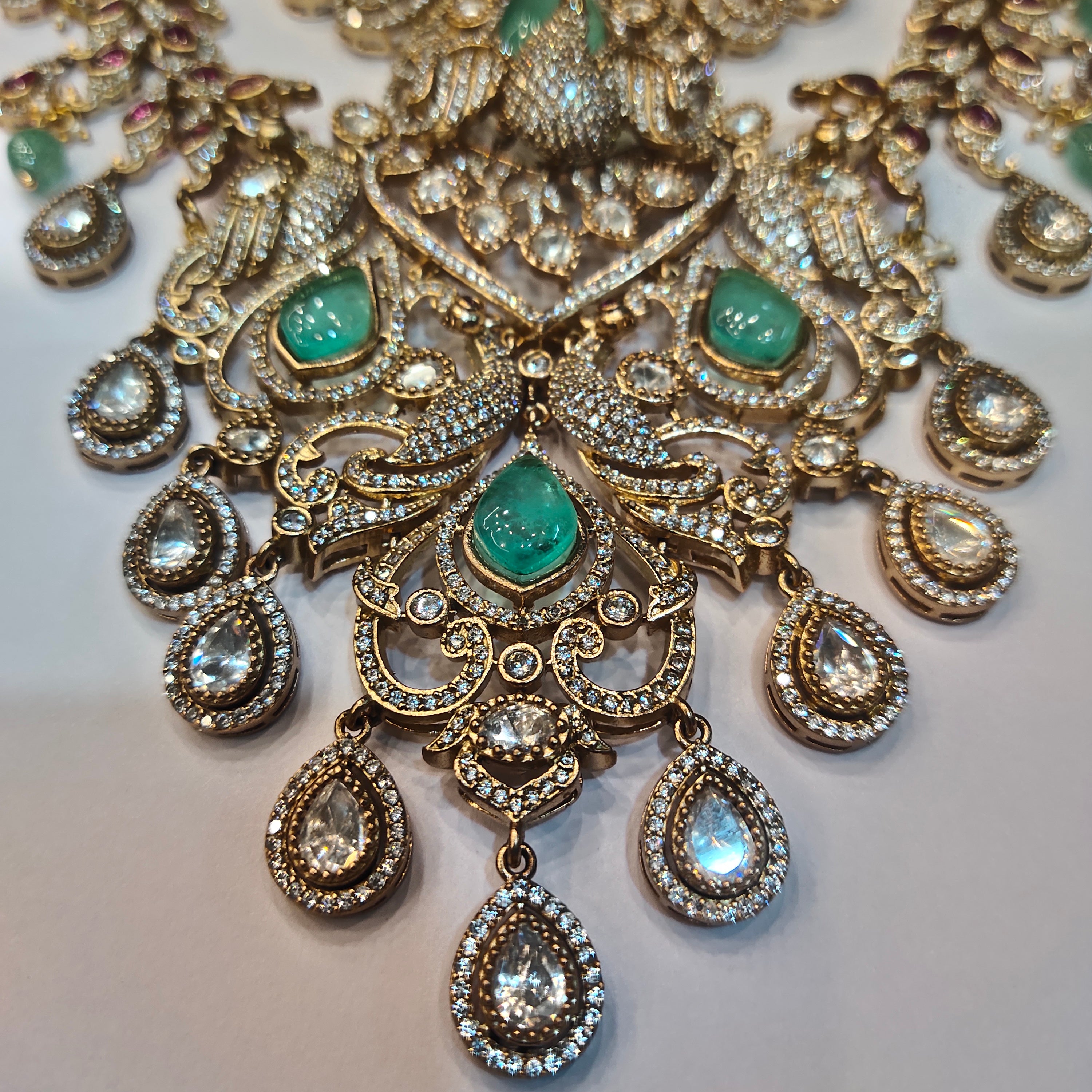 Asp Victorian Green Kundan Double-Layered Necklace