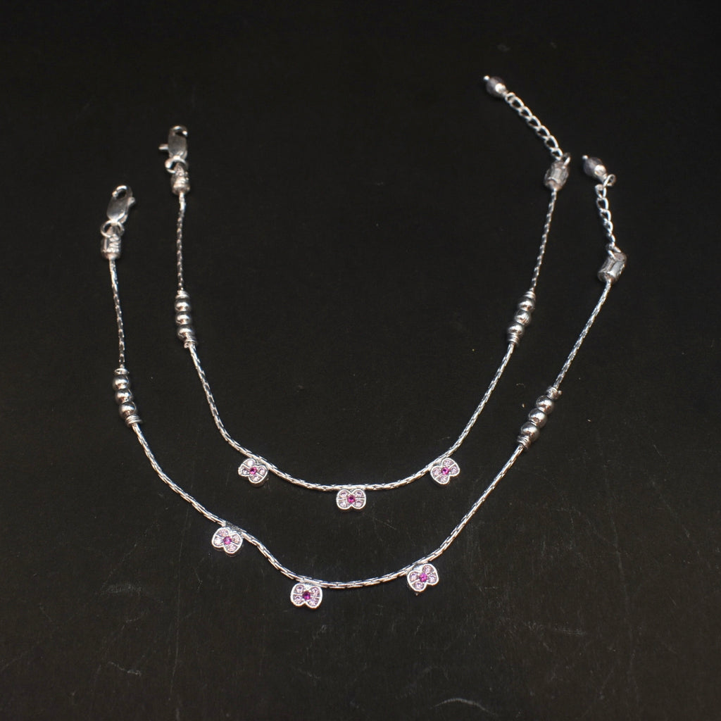 Silver Minimalistic Anklets - Elegant Design