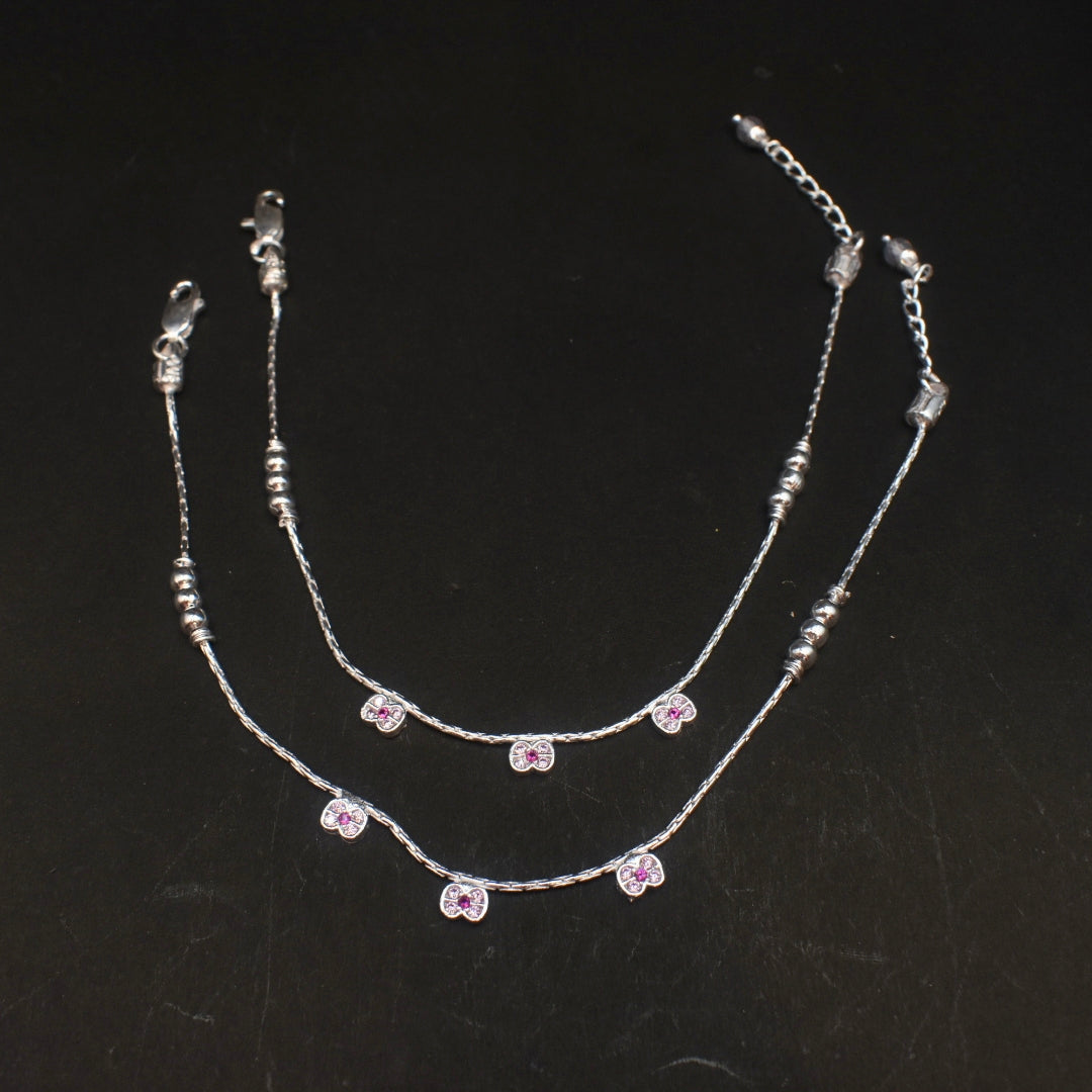 Silver Minimalistic Anklets - Elegant Design