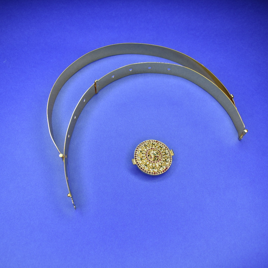 Reversible Gemstone Kundan Kids Vaddanam - 24K Gold Plated Traditional Waist Belt