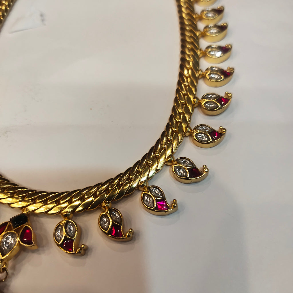 Asp 24 K Gold Plated Jadau Kundan Mango Jalebi Necklace