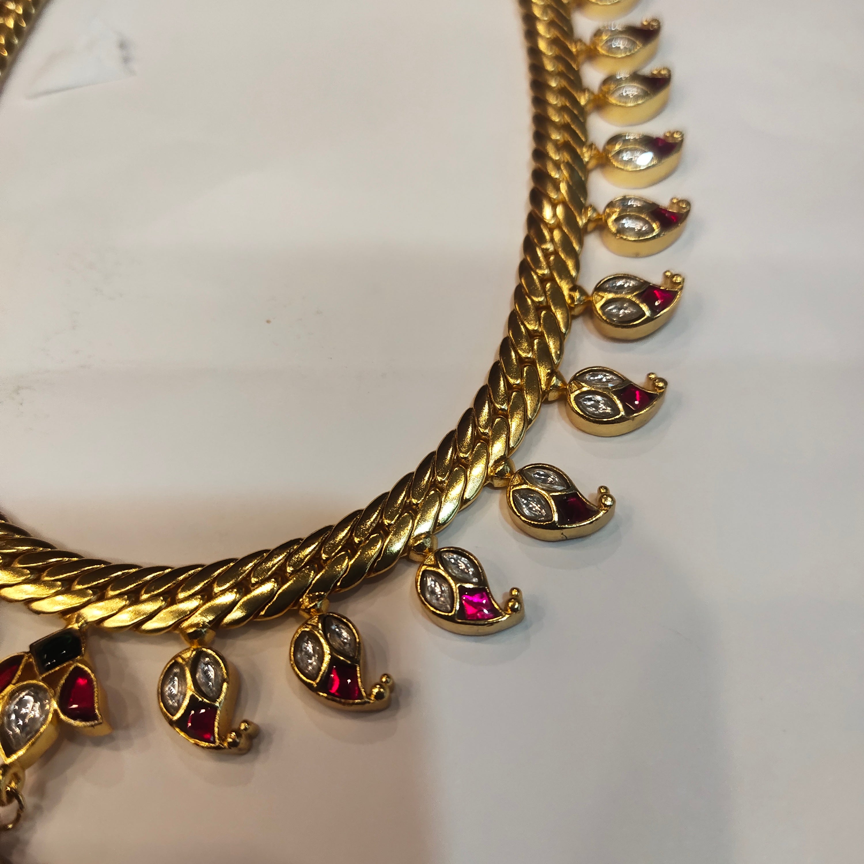 Asp 24 K Gold Plated Jadau Kundan Mango Jalebi Necklace