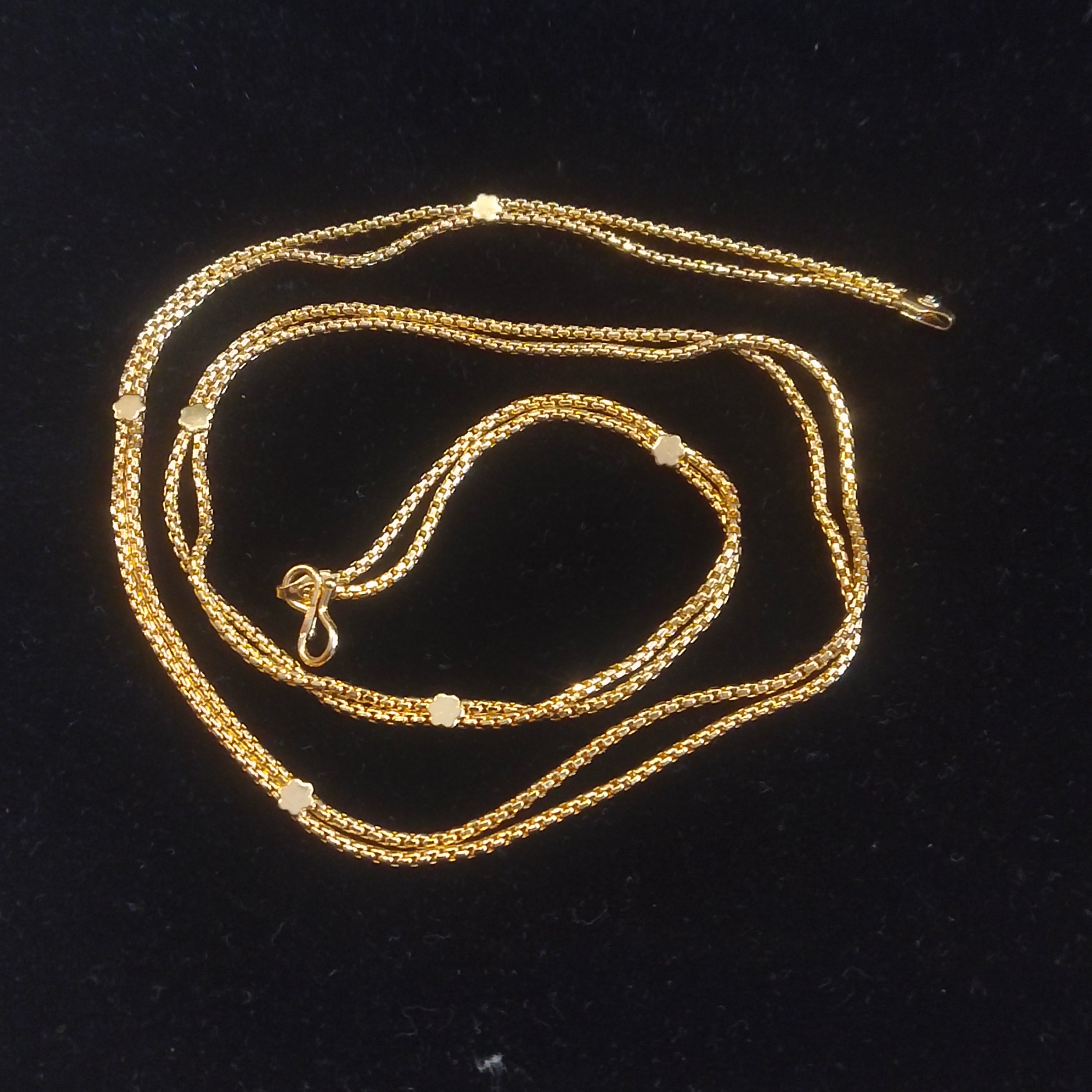 Gold Multi-Strand Chain Necklace with Bead Stations