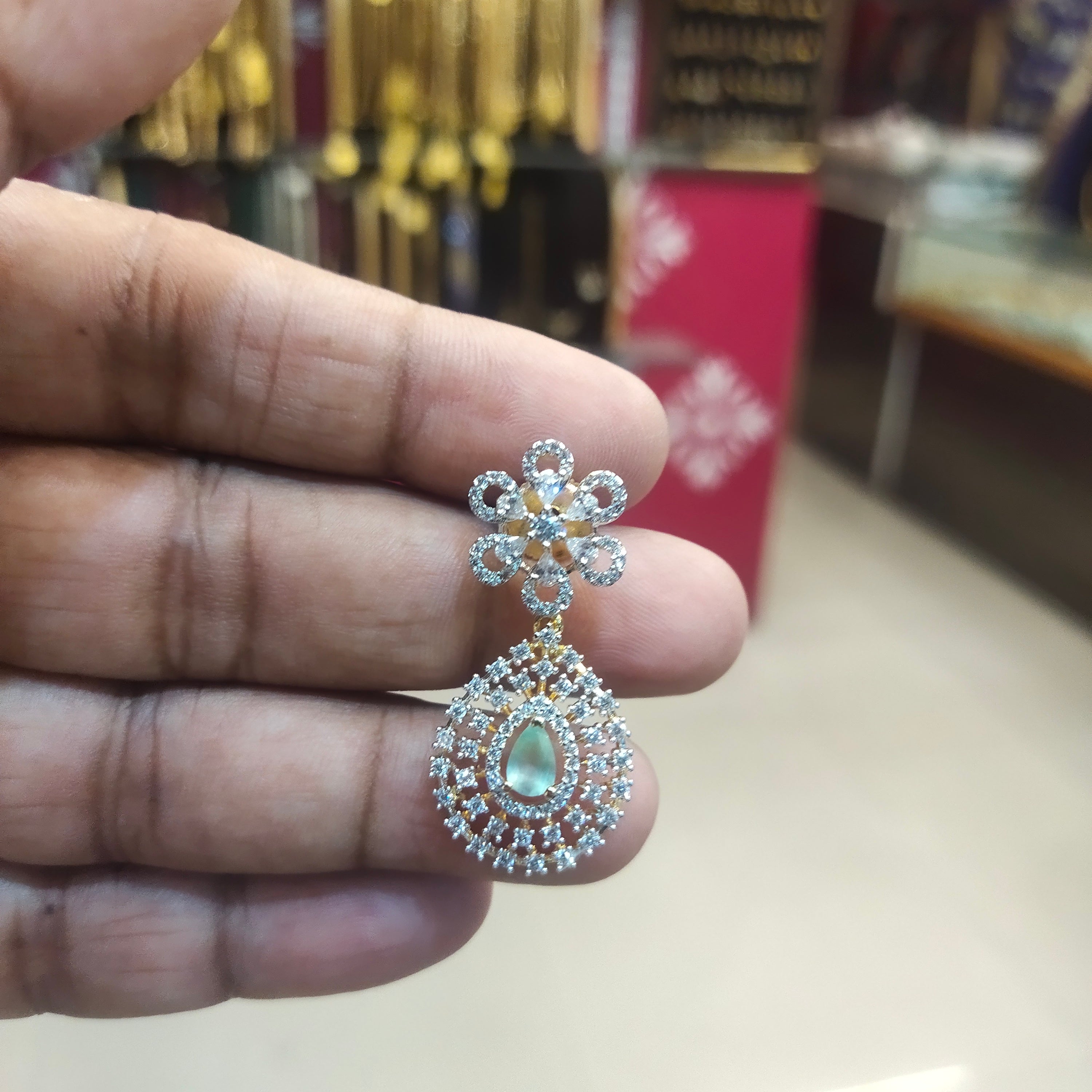 Asp Rhodium-Gold Zircon Drop Earrings