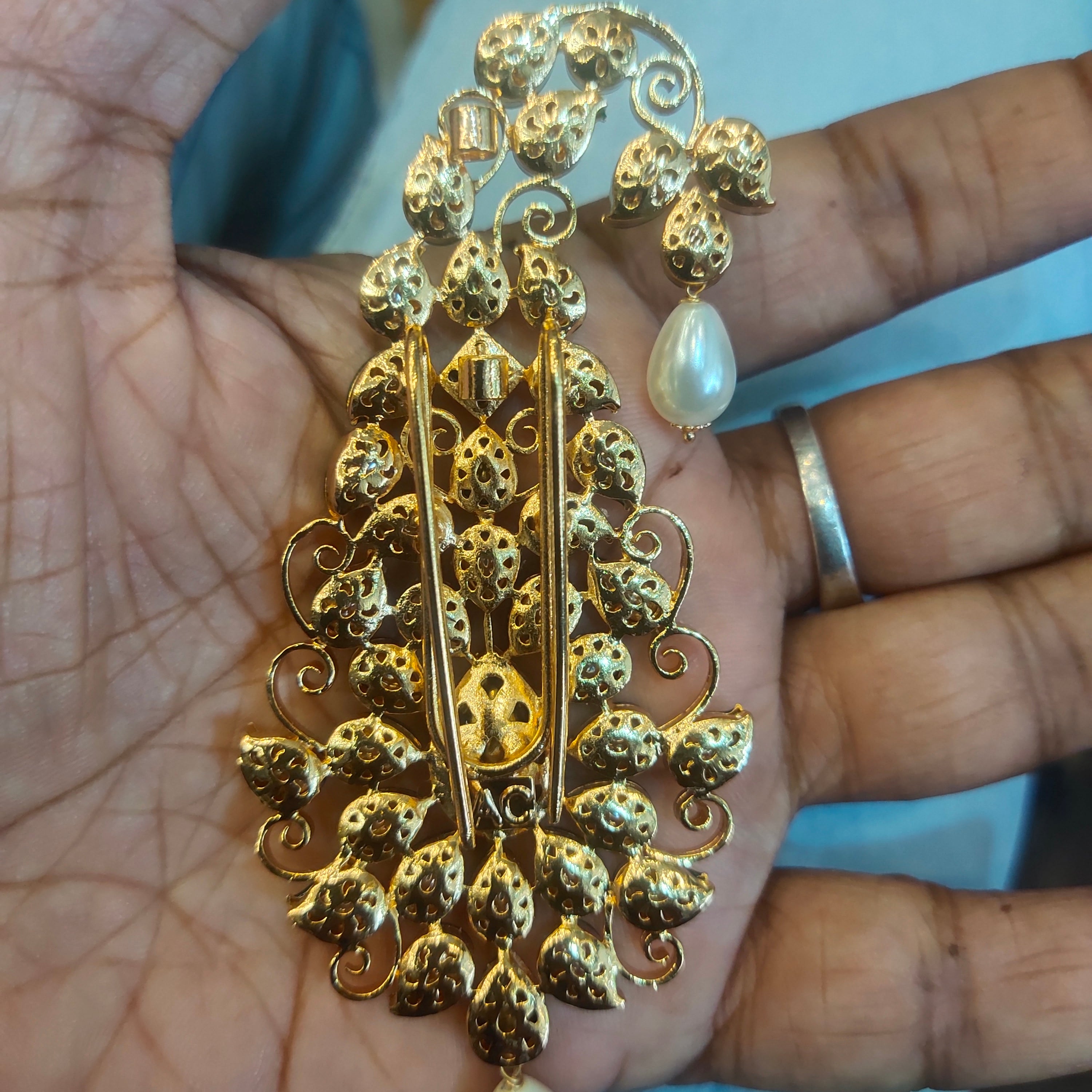 Asp Kundan Kalangi for Groom - Premium 24K Gold Plated Turban Accessory 10.5cm