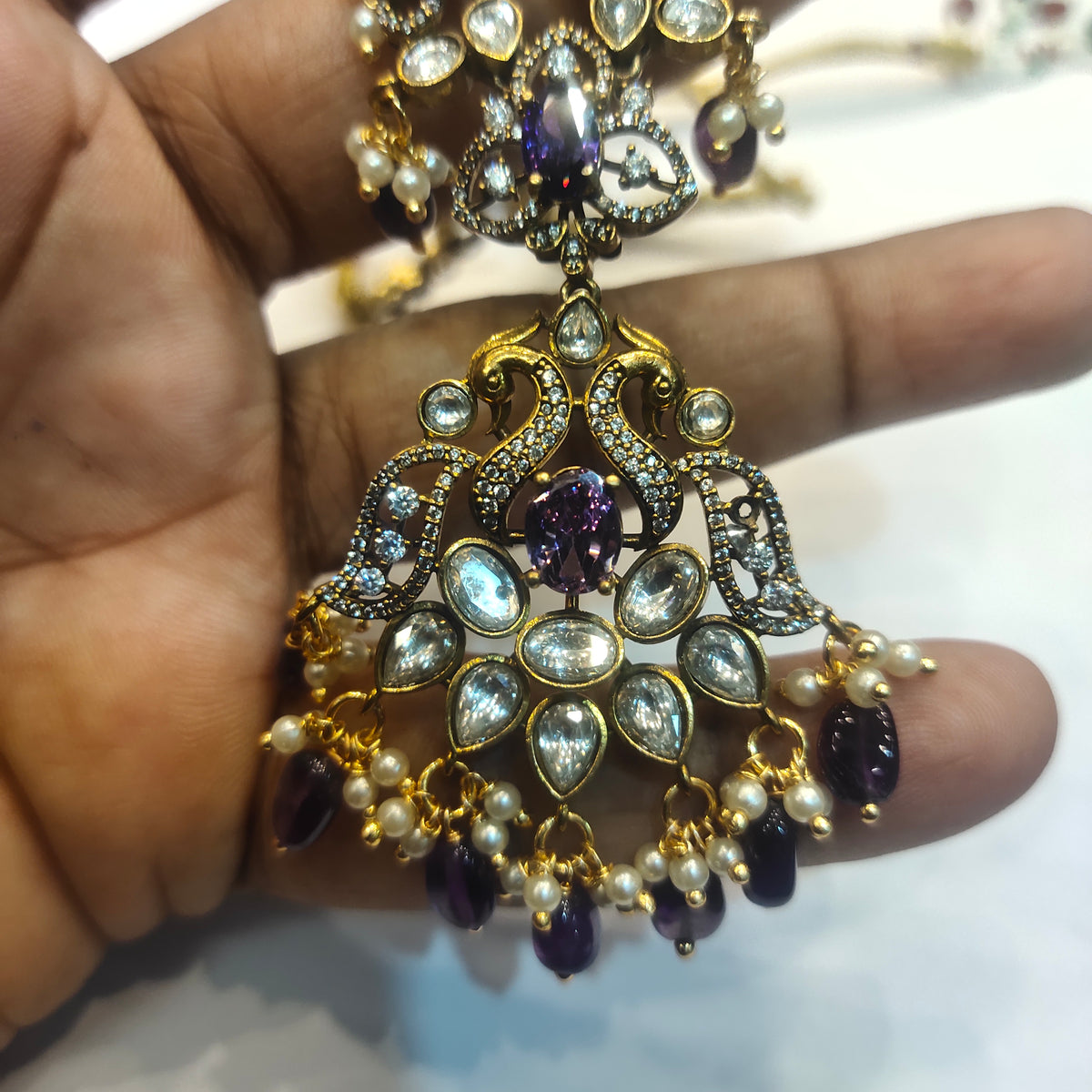 Asp Purple Victorian Zircon Necklace Set